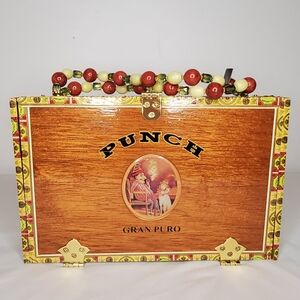 Bags To Di For-Miami-Wooden Cigar Box From Honduras with Colorful Beaded Handle